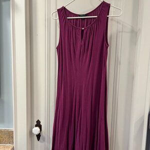 Lands End Women's Petite Cotton Modal Keyhole Dress XSP sz 2-4 warm purple